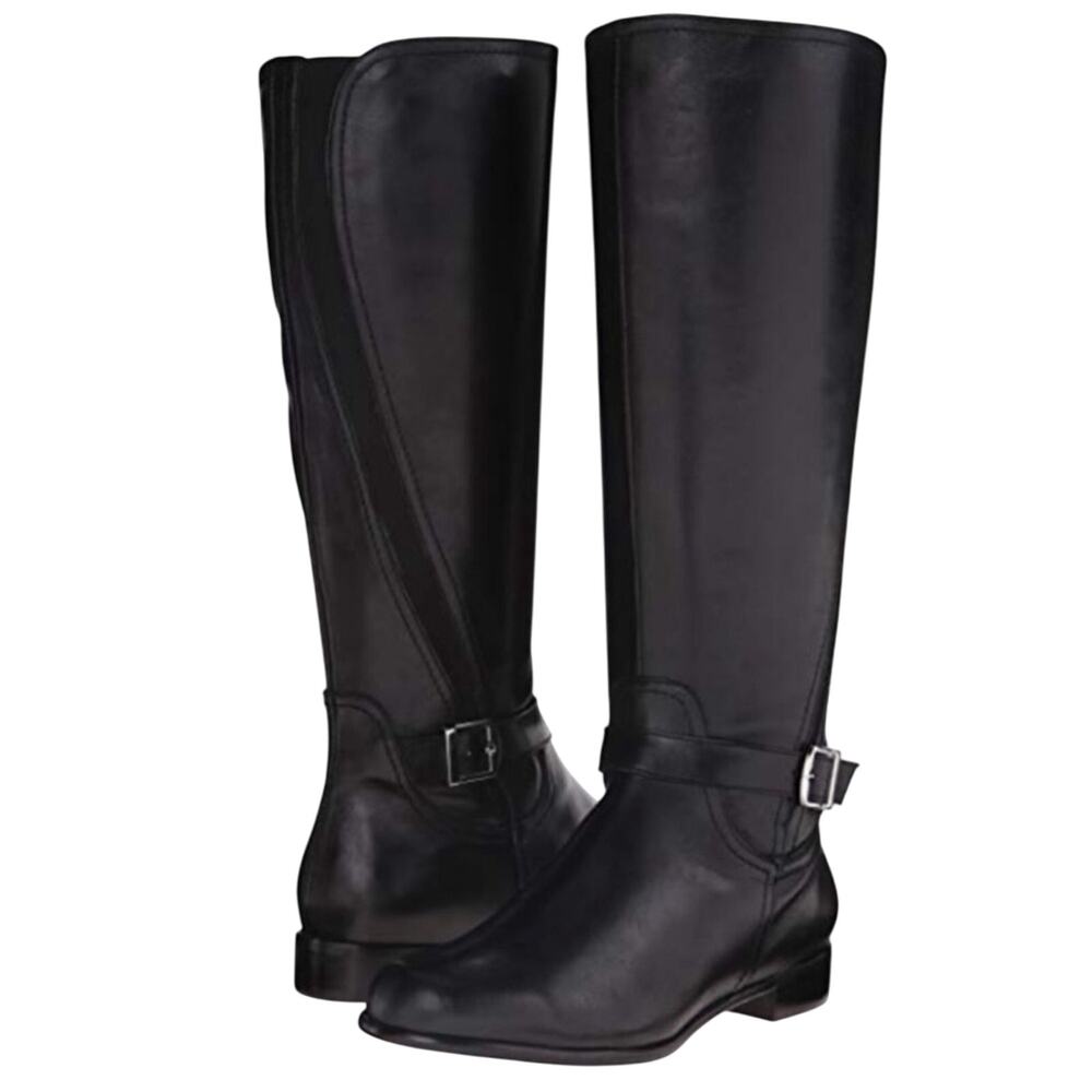 ROSE PETALS Leather Buckle Extra Wide Calf Boots